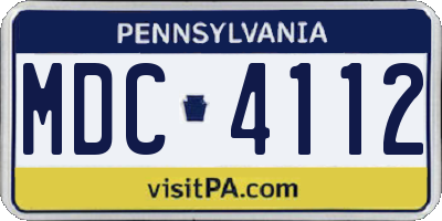 PA license plate MDC4112