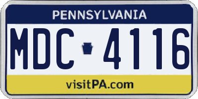 PA license plate MDC4116