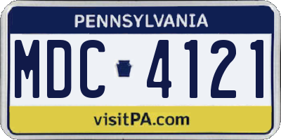 PA license plate MDC4121