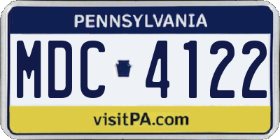 PA license plate MDC4122