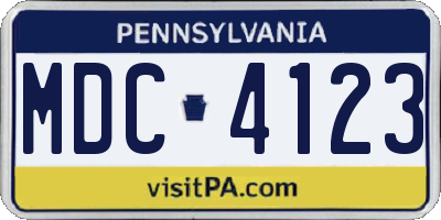 PA license plate MDC4123