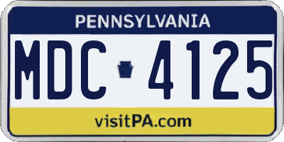 PA license plate MDC4125
