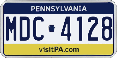 PA license plate MDC4128