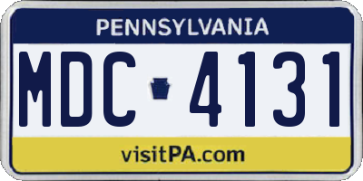 PA license plate MDC4131