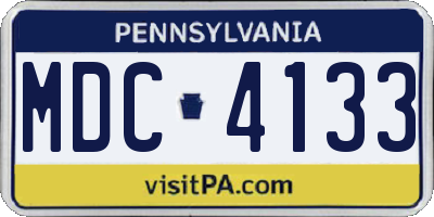 PA license plate MDC4133