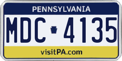 PA license plate MDC4135