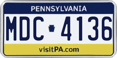 PA license plate MDC4136