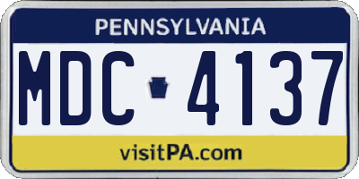 PA license plate MDC4137