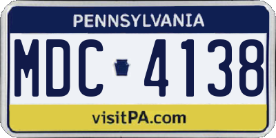 PA license plate MDC4138