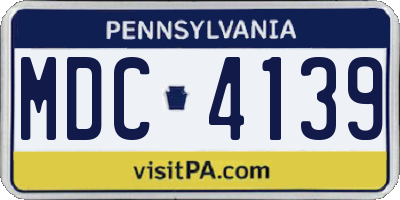PA license plate MDC4139