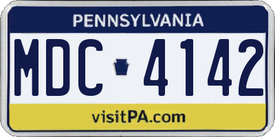 PA license plate MDC4142