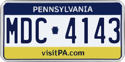 PA license plate MDC4143