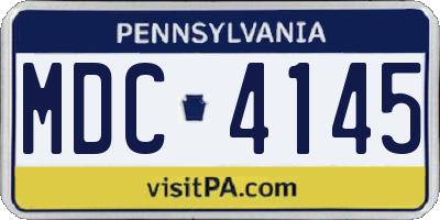 PA license plate MDC4145