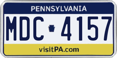 PA license plate MDC4157