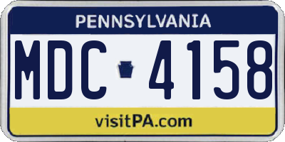 PA license plate MDC4158