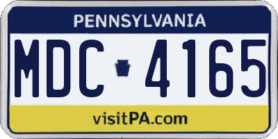 PA license plate MDC4165