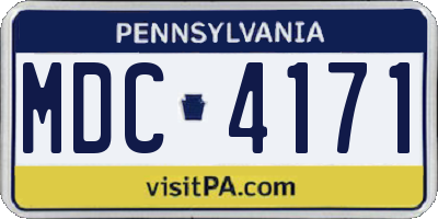PA license plate MDC4171
