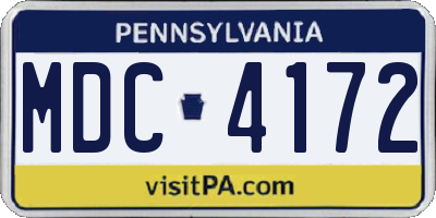 PA license plate MDC4172