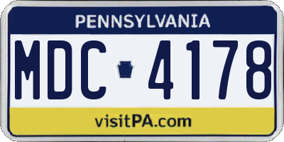 PA license plate MDC4178