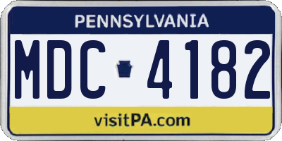 PA license plate MDC4182