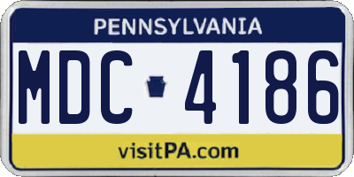 PA license plate MDC4186