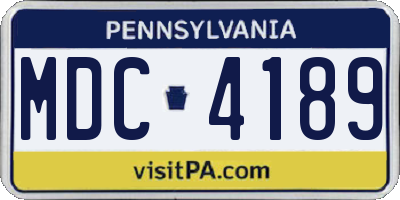 PA license plate MDC4189