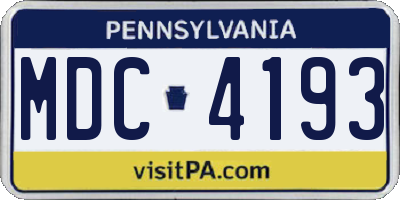 PA license plate MDC4193