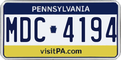 PA license plate MDC4194