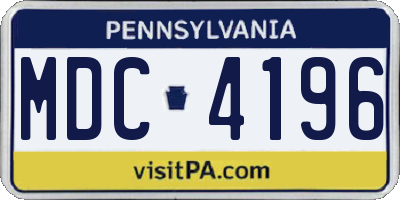 PA license plate MDC4196
