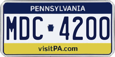PA license plate MDC4200