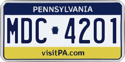PA license plate MDC4201