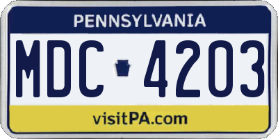 PA license plate MDC4203