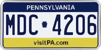 PA license plate MDC4206