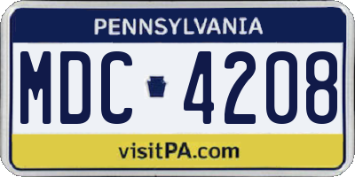 PA license plate MDC4208