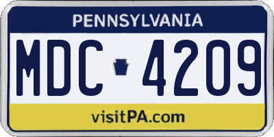 PA license plate MDC4209