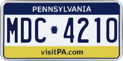 PA license plate MDC4210