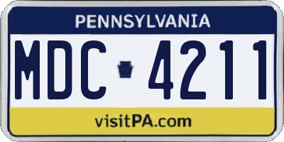PA license plate MDC4211