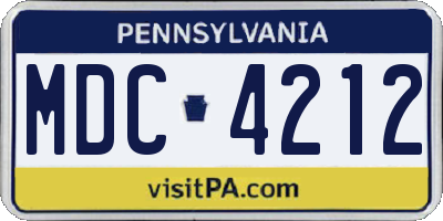 PA license plate MDC4212