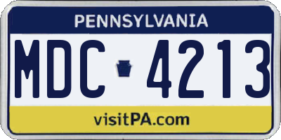 PA license plate MDC4213