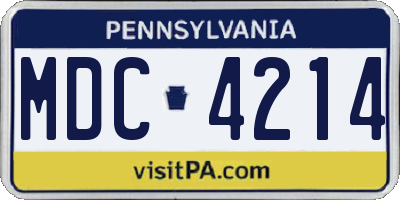 PA license plate MDC4214