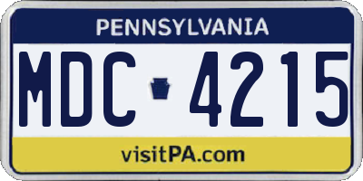 PA license plate MDC4215
