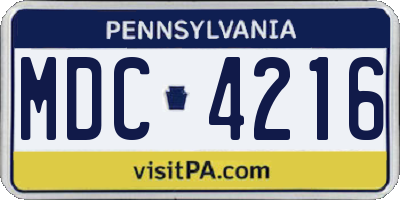 PA license plate MDC4216