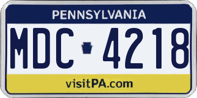 PA license plate MDC4218