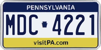 PA license plate MDC4221