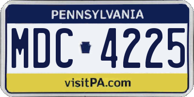 PA license plate MDC4225
