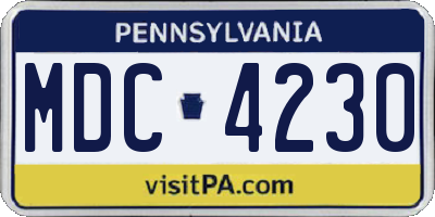 PA license plate MDC4230