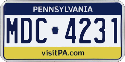PA license plate MDC4231