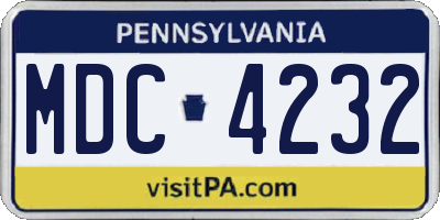 PA license plate MDC4232
