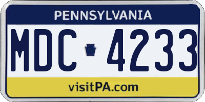 PA license plate MDC4233