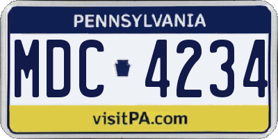 PA license plate MDC4234